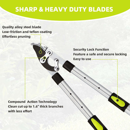 YRTSH Loppers for Tree Trimming Heavy Duty, Extendable 21-26" Branch Cutter