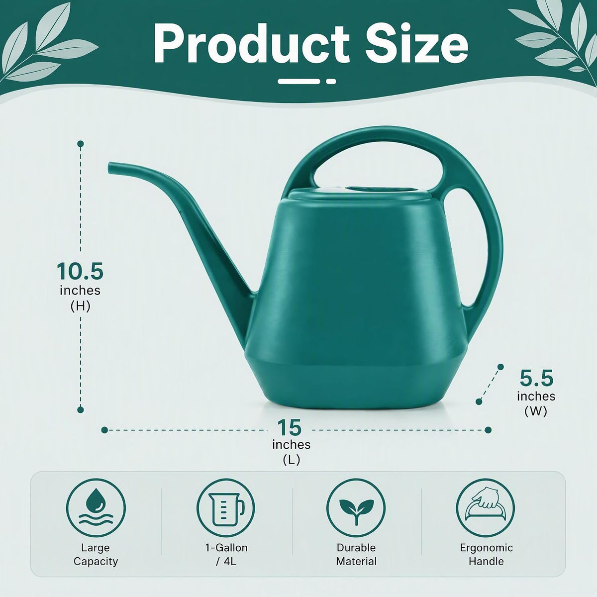 Fasmov Watering Can Plastic 4 Litre Lightweight Water Sprayer Watering Bottle for Garden Outdoor House Flower Bonsai Plant (Green)