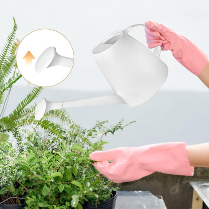 Plastic Watering Can - for Indoor and Outdoor House Plant Garden - with Long Spout - 1/2 Gallon - White