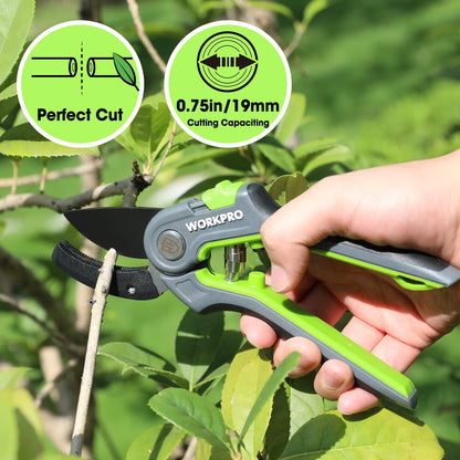 WORKPRO Pruning Shears, Garden Clippers with SK5 Steel Blades, 8" Anvil