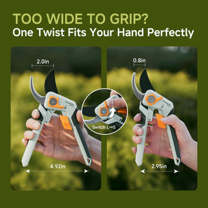 PrunePro® 3 Piece Garden Shears Set | 8" Pruning Shears 27" Lopper Extendable Hedge Shear Stainless Steel Ultra Sharp Teflon Coated Arthritis Friendly Effortlessly Prunes for Branches Bushes