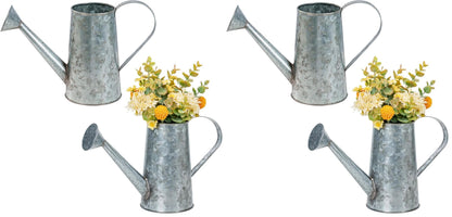 MyGift Vintage Galvanized Metal Watering Can Vases for Flowers, Set of 2