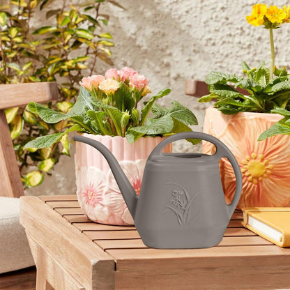 Plastic Watering Can - for Indoor and Outdoor Home Garden Plants - with Long Spout - Coffee Color - 1/2 Gallon