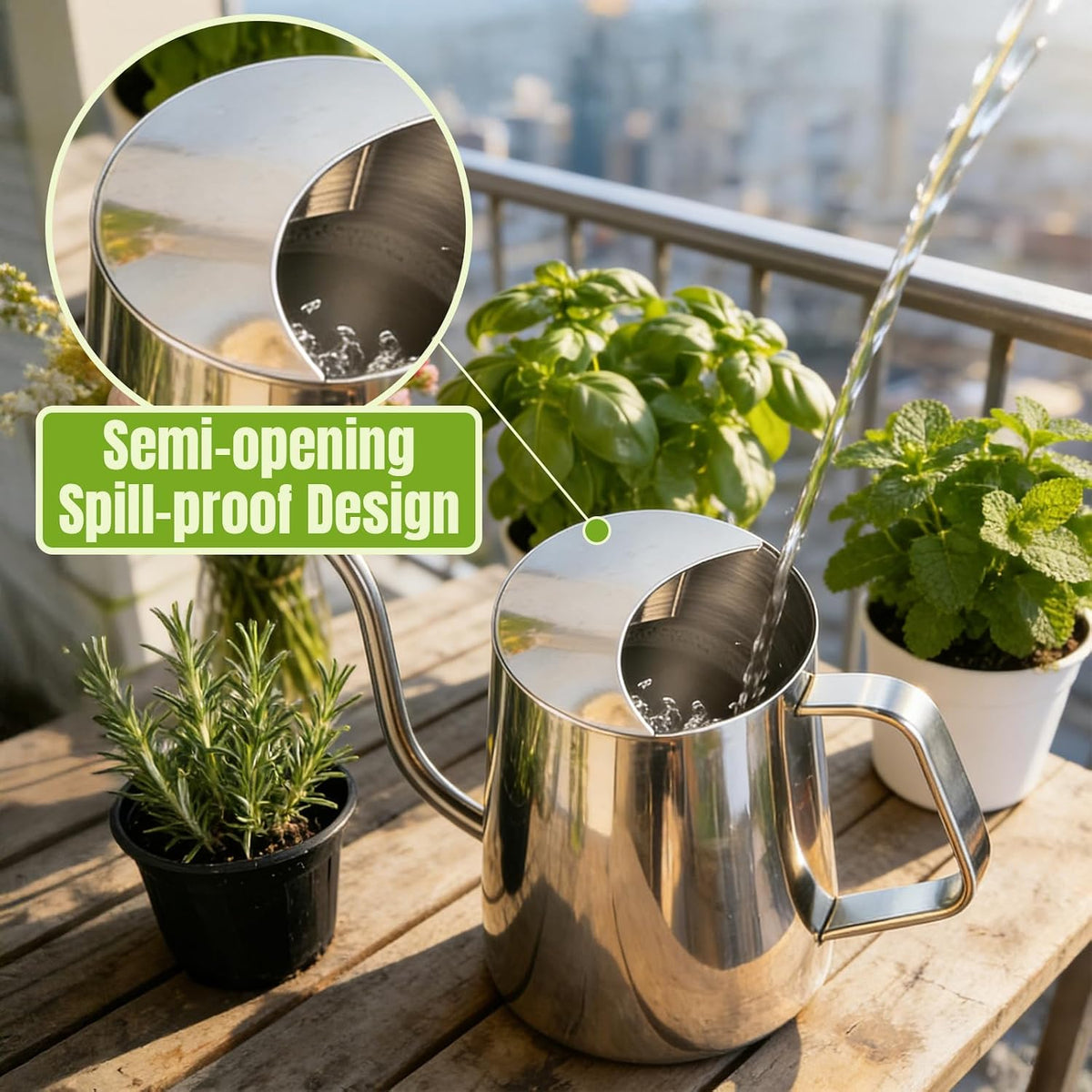 Plant Watering Can, 304 Stainless Steel Watering Can Indoor, 34 oz