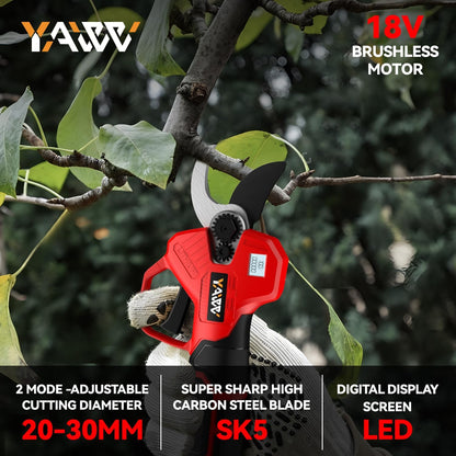Electric Pruning Shears for Milwaukee M18 Battery, Portable Cordless Pruning Shears with LCD Display＆SK5 Blades, Adjustable Cutting Diameter 0.8-1.2 Inch for Gardening Tree Pruning(Tool Only)