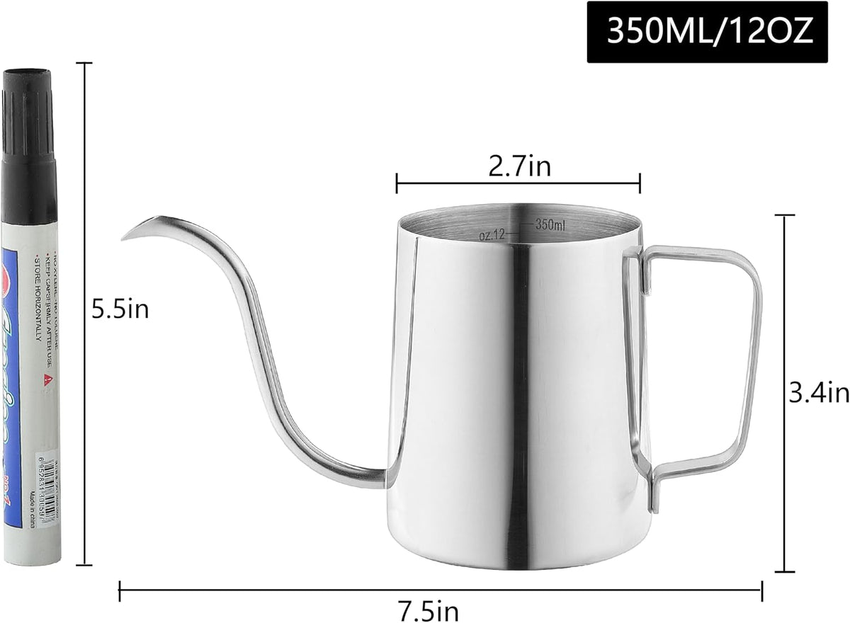 Small Watering Can, OLULU 12oz (350ml) Stainless Steel Indoor Watering Can with Long Spout, Mini Watering Can for Houseplants, Desk & Home Plants
