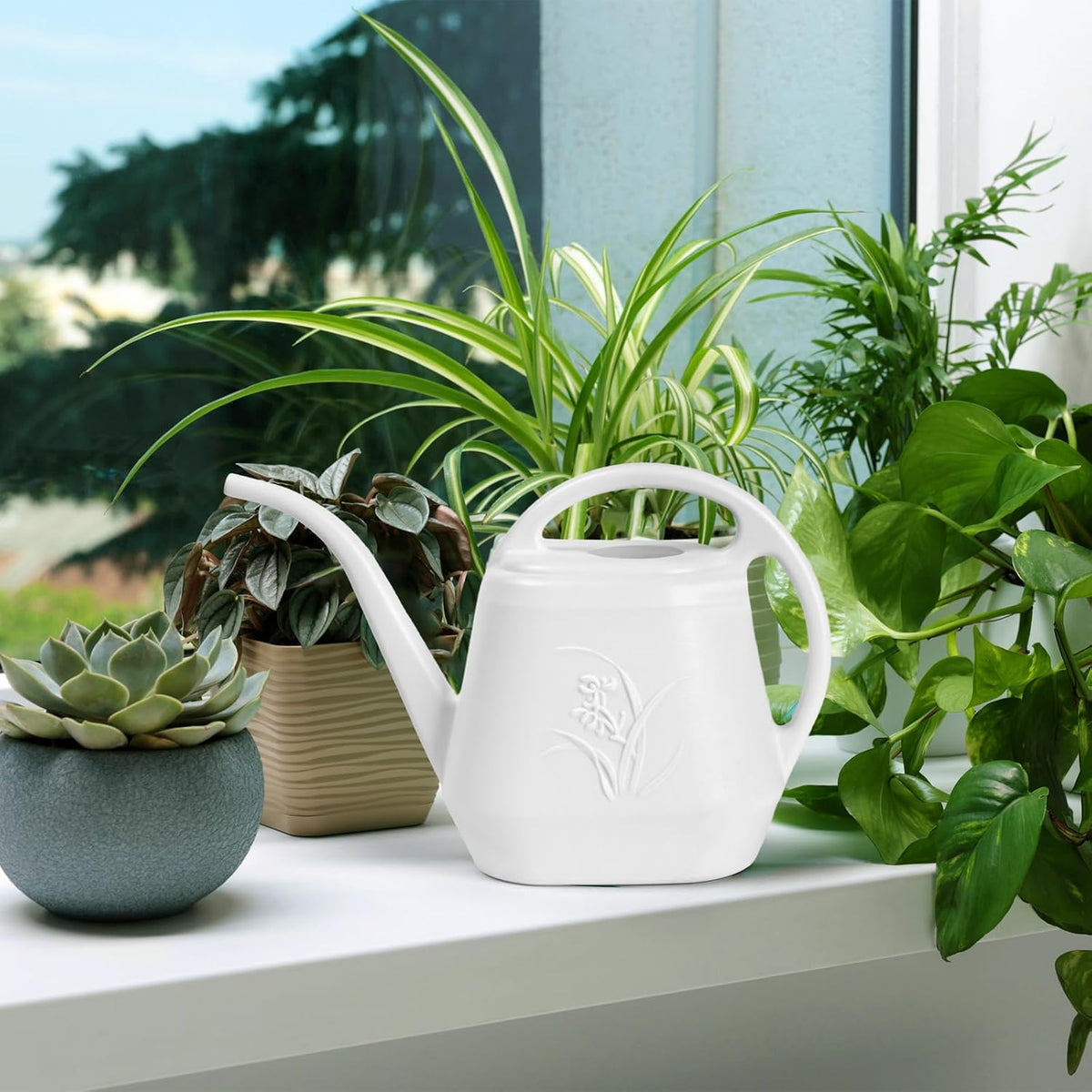 Watering Can for Home Garden - White Color - 1/2 Gallon