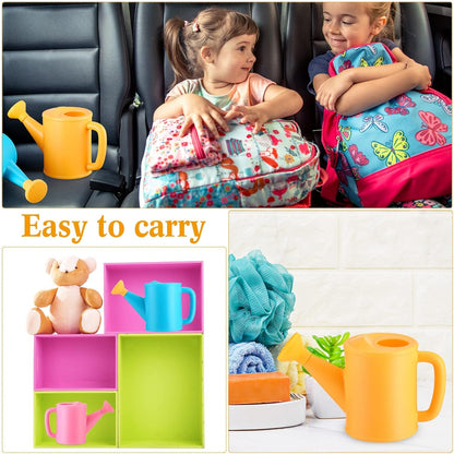 Meooeck 6 Pieces Plastic Watering Can for Kids Small Beach Toy Watering Can Toys for Childs Toddler Boys Girls Water Play Outdoor Gardening Play Time Practical Use, Yellow, Pink, Blue
