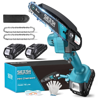 SEESII 2-in-1 Mini Chainsaw & Pruning Shears Combo, Brushless Motor