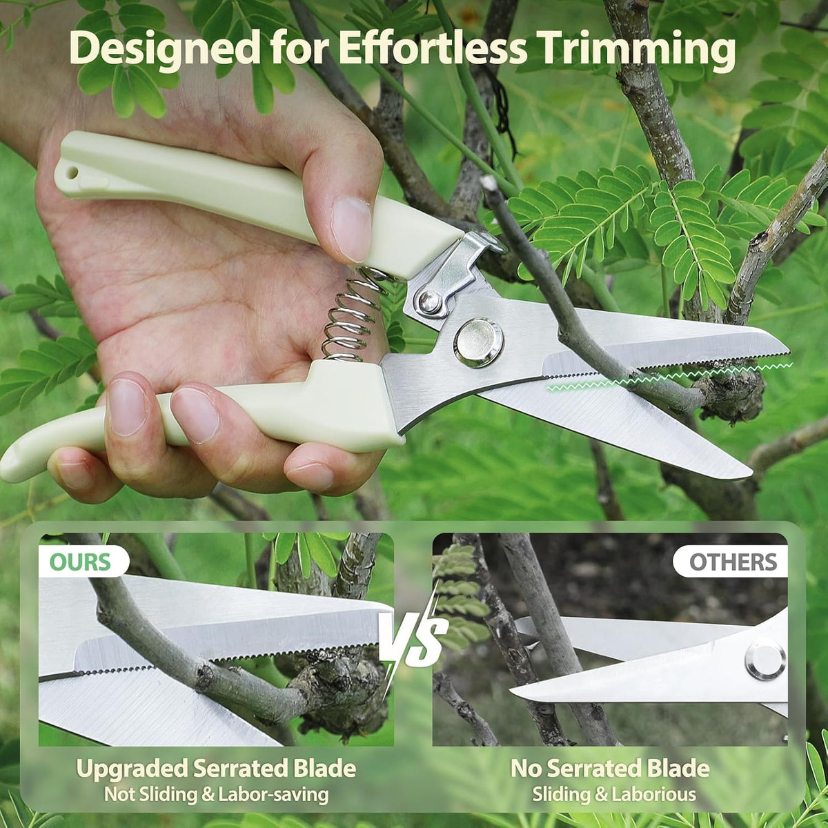 4PACK Pruning Shears, Stainless Steel Garden Shears, Sharp Handhled Gardening Scissors, Bypass & Straight Blade Garden Clippers for Plants, Flowers, Fruits Trees, Gardening Gifts for Women & Men