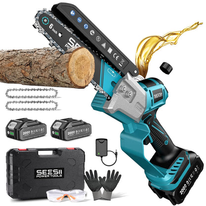 SEESII 2-in-1 Mini Chainsaw & Pruning Shears Combo, Brushless Motor
