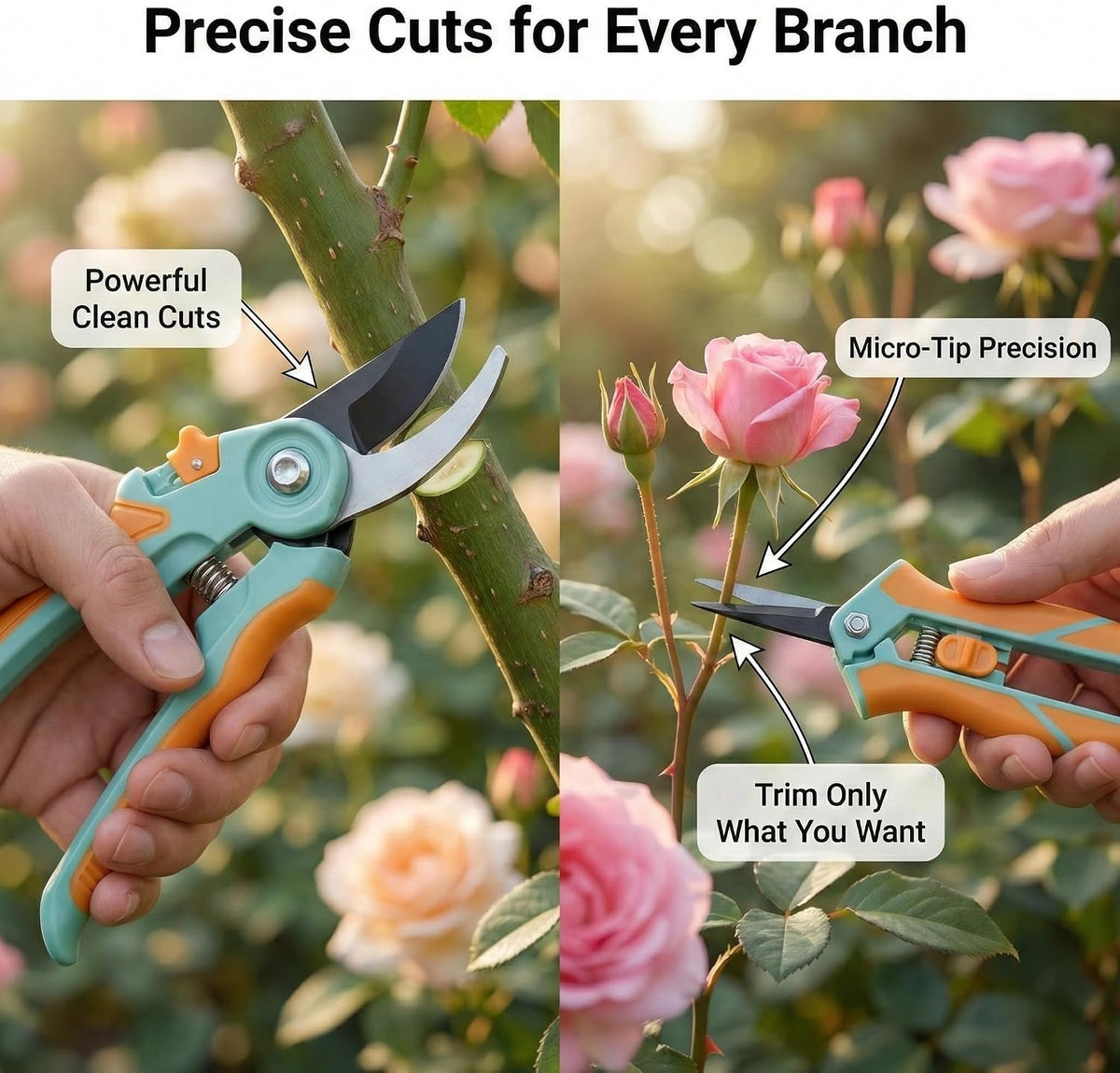 NEXON Pruning Shears 2-Pack, Bypass 8" & 6.25", SK5 Steel Garden Shears