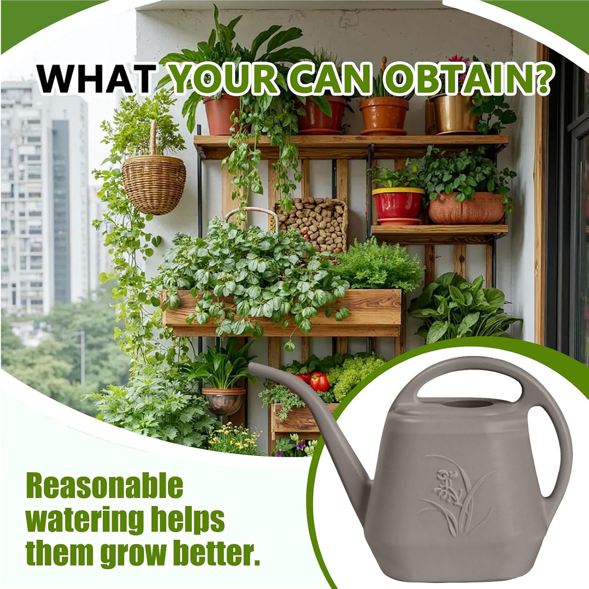 Plastic Watering Can - for Indoor and Outdoor Home Garden Plants - with Long Spout - Coffee Color - 1/2 Gallon