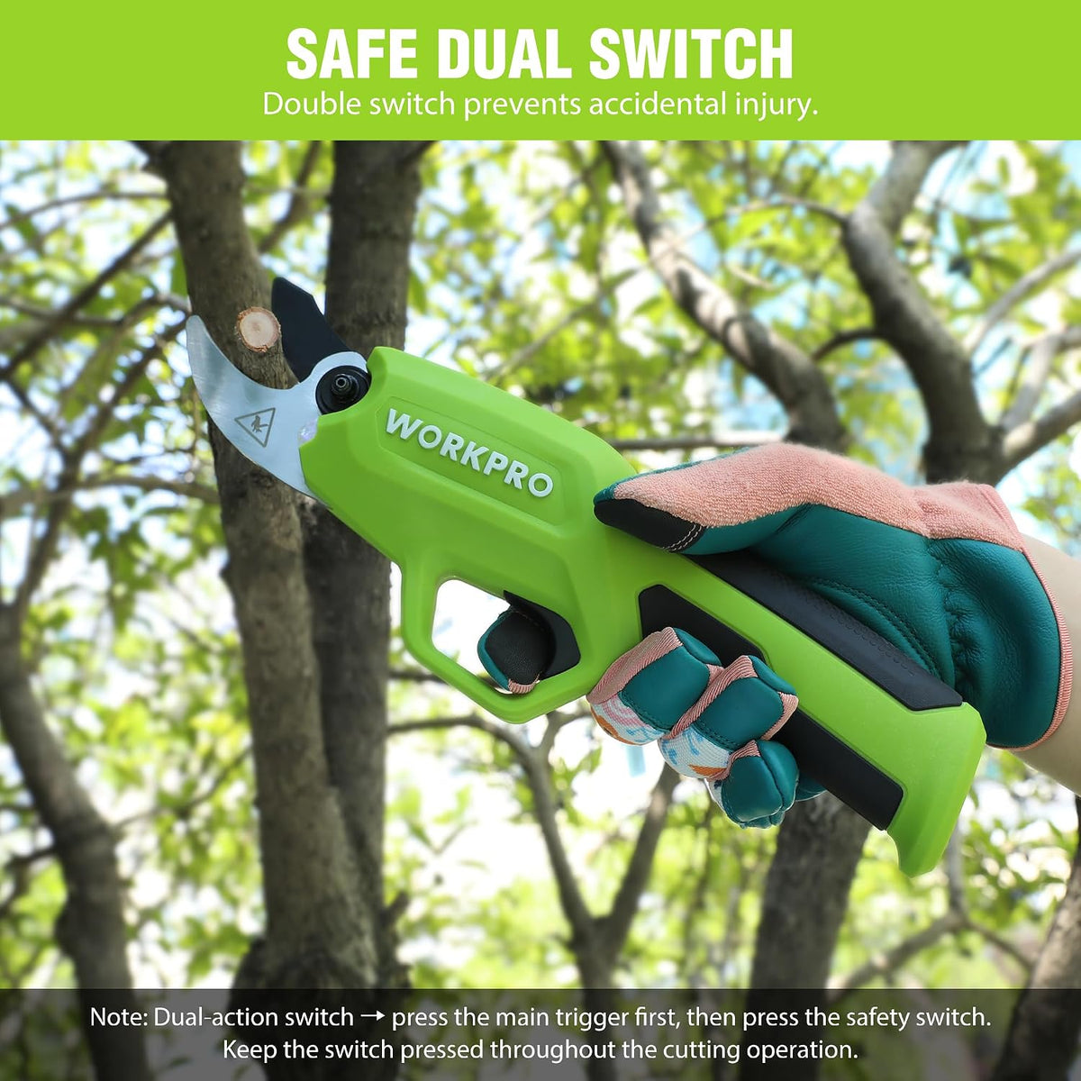 WORKPRO 7.2V Electric Pruning Shears, 0.8" Cutting Diameter