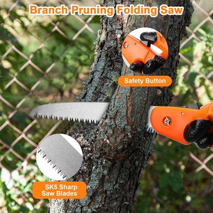 6Pcs Pruning Shears Set with Bypass Pruning Shears, Garden Scissors, Pruning Snips,Saw,Gloves,Storage Bag,Handheld Garden Shears Set for Plant