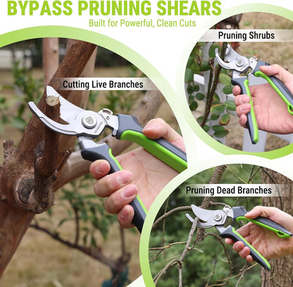 WORKPRO 8.5" CR-V Drop-Forged Bypass Pruning Shears & 6.25" Straight Shears