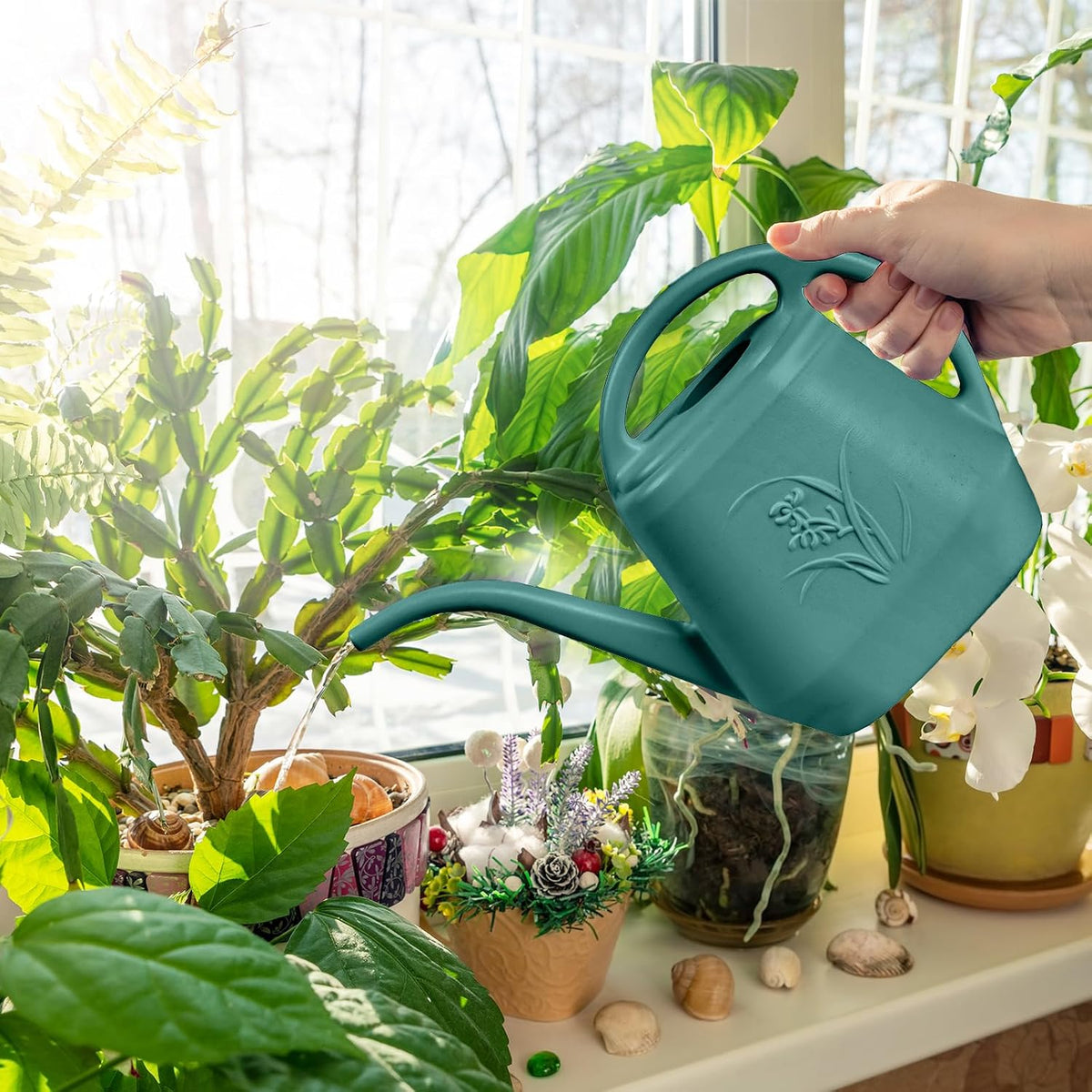 Watering Can - for Home Plant Garden Grip - 1 Gallon - Green