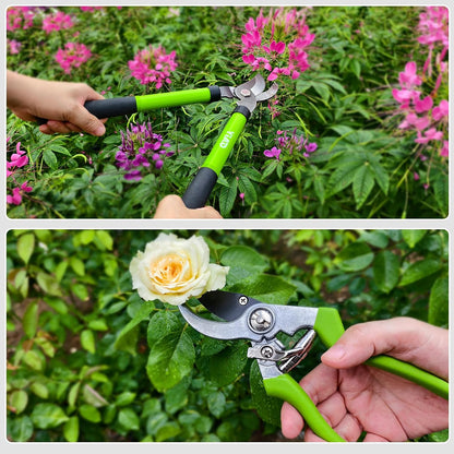 YIAD High Carbon Steel Pruning Shears Loppers Set, Bypass Garden Clipper